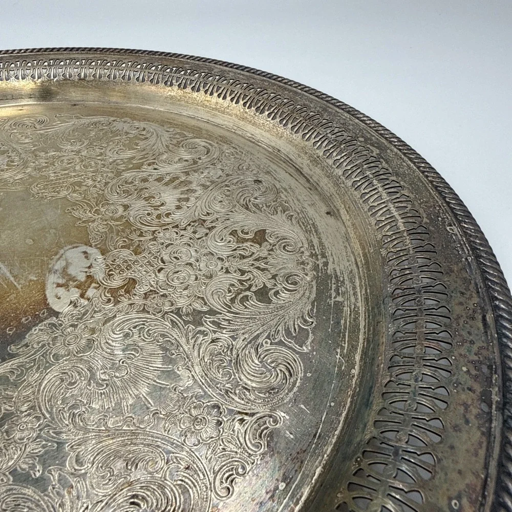 Vintage WM Rogers Silver Plate Serving Tray Platter 14.5